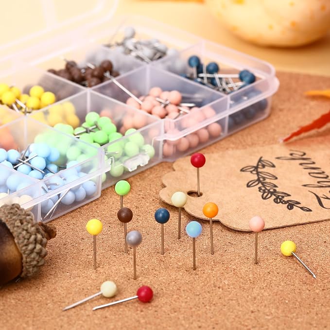 Outus 500 Pieces Map Push Pins Map Tacks Plastic Round Head Tacks - Image 3