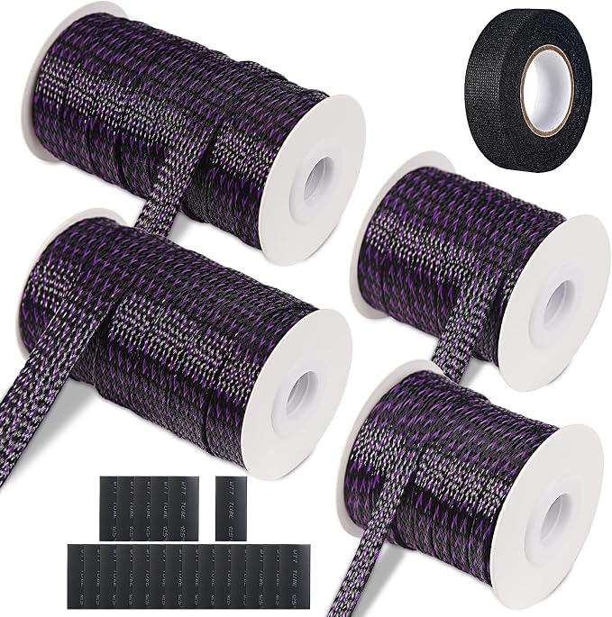 132 ft Expandable Braided Cable Sleeve Wire Loom PET Wiring Sleeving, Mesh by GYHCHJDZ