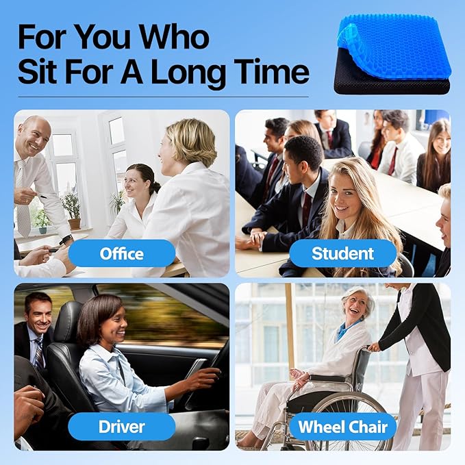 OMCOZY Gel Seat Cushion, Cooling Cushion, Breathable Honeycomb Design Absorbs - Image 5