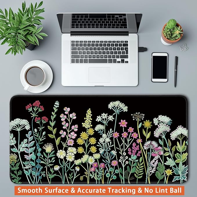 Keyboard Mat, Large Mouse Pad, Watercolor Flower - Image 3