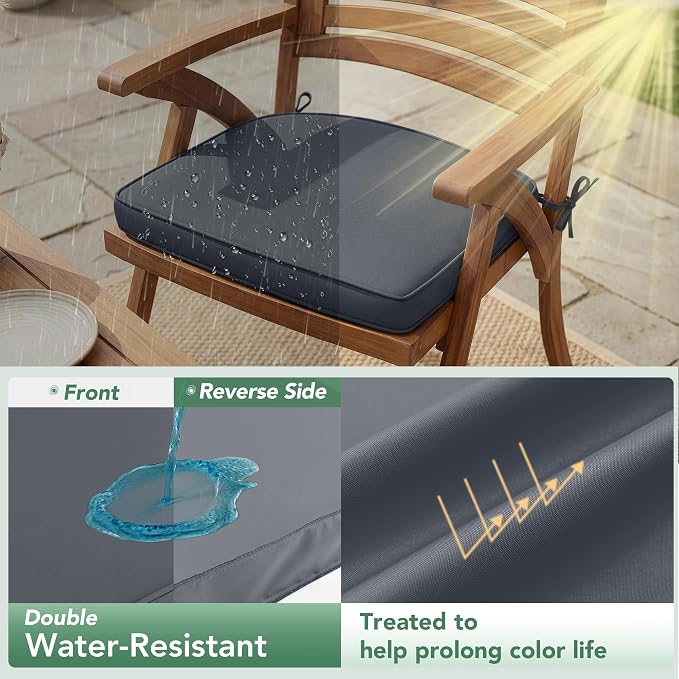 Outdoor Chair Cushions Set of 2: Waterproof & Fade Resistant Patio Furniture - Image 3