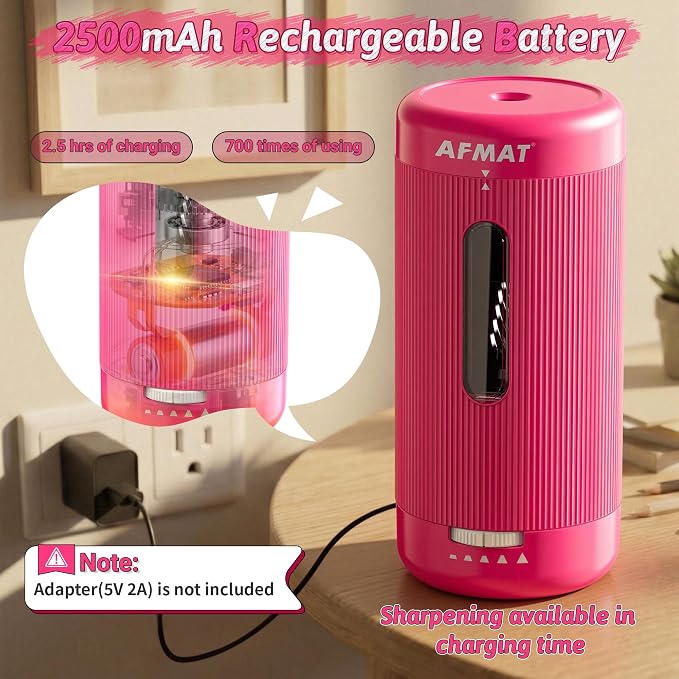 AFMAT Electric Pencil Sharpener, Auto in & Out, 5 Nibs, 7K+ Uses, Fully - Image 5