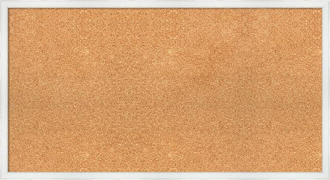 Amanti Art Natural Cork Board for Wall, 19x35 Vision Board with White Frame, Large Corkboard Office Decor for Home Organization, Country Rustic Corkboard Pinboard to Display Items for Home-DeskLoop Office