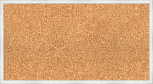 Amanti Art Natural Cork Board for Wall, 19x35 Vision Board with White Frame, Large Corkboard Office Decor for Home Organization, Country Rustic Corkboard Pinboard to Display Items for Home-DeskLoop Office