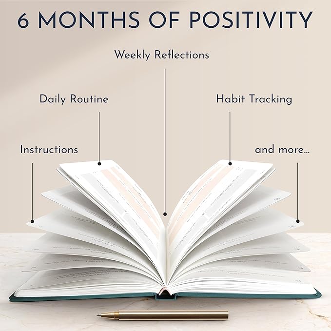 RYVE Daily Gratitude Journal for Women: 6-Month Guided Positivity & Wellness Journal with Prompts - Affirmation, Mindfulness, Self Help & Reflection, Gratitude Journal Notebook, Manifestation Journal-DeskLoop Office