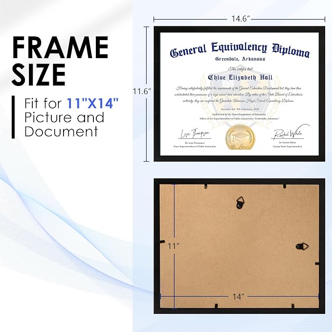 FIXSMITH 11x14 Diploma Frame, 6 Pack Black Picture Frames - Image 2