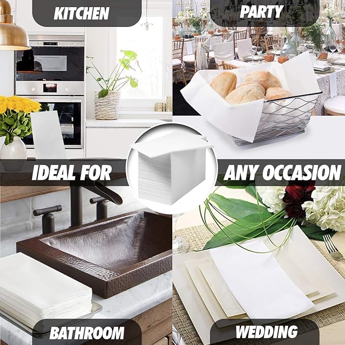 200 Paper Towels Cloth-Like Hand Tissue Paper Napkins, Disposable Hand Towels for Bathroom Guests, Disposable Face Towel for Guest, Washcloths or Dinner Napkin, Made in USA, White-DeskLoop Office