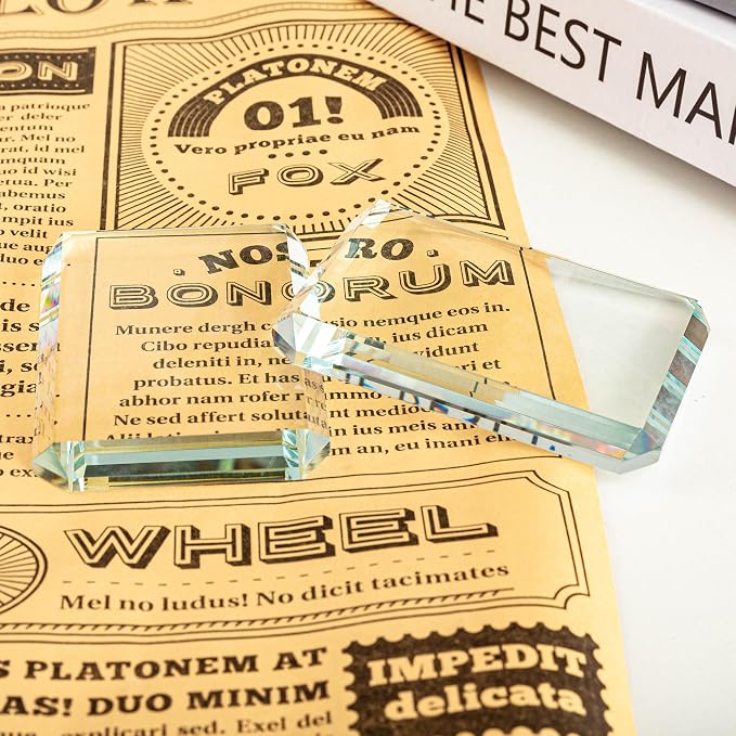 Set of 2 Rectangular Glass Paperweight Blocks - Image 5