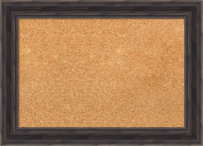 Amanti Art Natural Cork Board for Wall, 15x21 Vision Board with Brown Wood Frame, Small Corkboard Office Decor for Home Organization, Country Rustic Corkboard Pinboard to Display Items for Home-DeskLoop Office