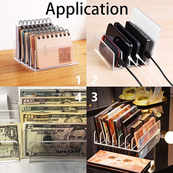 Acrylic Mail Organizer for Sorting Mail, Business Card 2Pack, 5 Slots Mail - Image 4