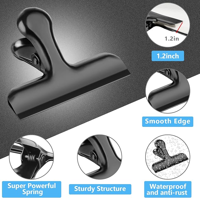 Bag Clips, Heavy Duty Stainless Steel Chip Clips, 8 Pack Food Bags Clamp Great - Image 3