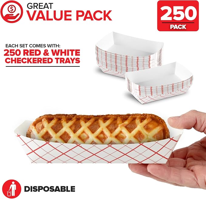 Stock Your Home Medium Paper Food Boats, 250 Pack, 2 Lb Capacity, 4.5 x 2.75 x - Image 2