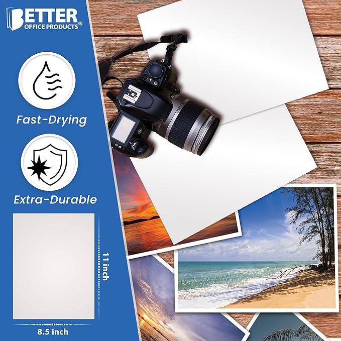 Better Office Products Glossy Photo Paper, 8.5 x 11 Inch, 100 Sheets, 200 gsm/53LBS, Letter Size, 100-Count Pack-DeskLoop Office
