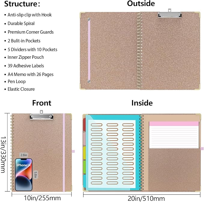 Clipboard Folio with Storage Clipboards Padfolio Notebook - Image 2