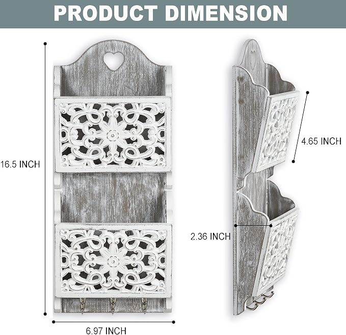 Key and Mail Holder for Wall Mail Holder for Wall, 2-Slot Mails Organizer - Image 5