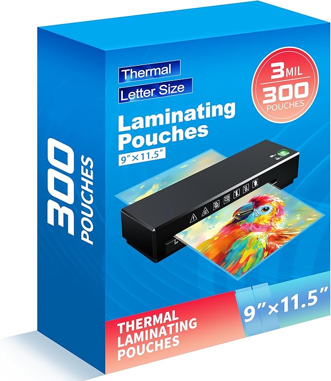 300 Pack Laminating Sheets,3 Mil,9"x11.5" Inches for Use with Thermal Laminators,Clear,Letter Size,Office and School Supplies-DeskLoop Office