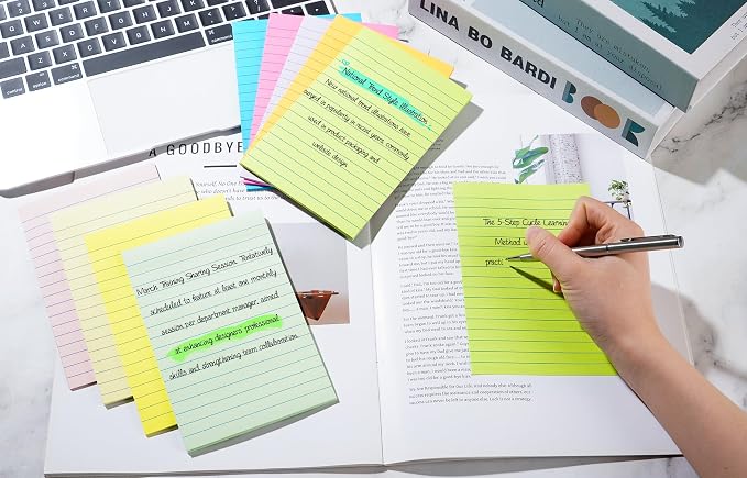 Lined Sticky Notes 4x6 in Post, Self-Stick Pads Bright Colors Sticky Note - Image 5