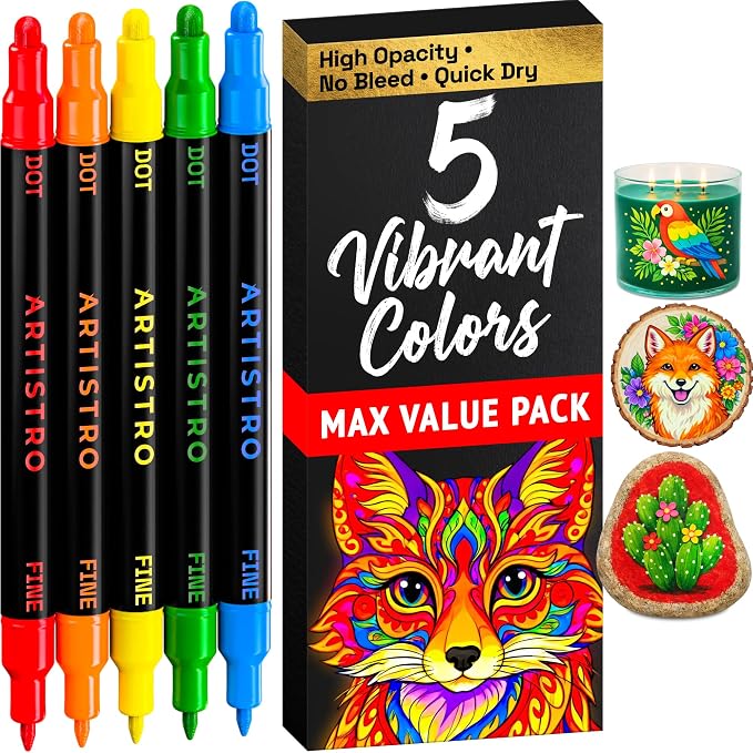 ARTISTRO 5 Precision Dual-Tip Acrylic Paint Markers – Paint Pens Set by ARTISTRO
