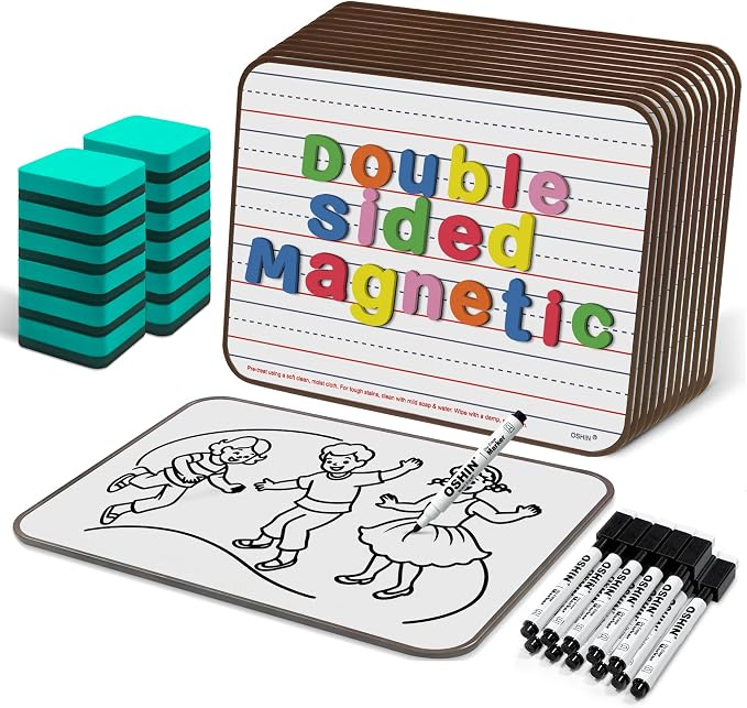 12 Pack Small White Boards, Teacher School, Include 12 Markers, 12 Erasers by Unknown