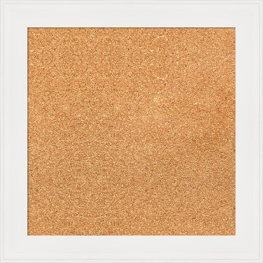 Amanti Art Natural Cork Board for Wall, 19x19 Vision Board with White Frame, Small Corkboard Office Decor for Home Organization, Casual Corkboard Pinboard to Display Items for Home Organization in-DeskLoop Office