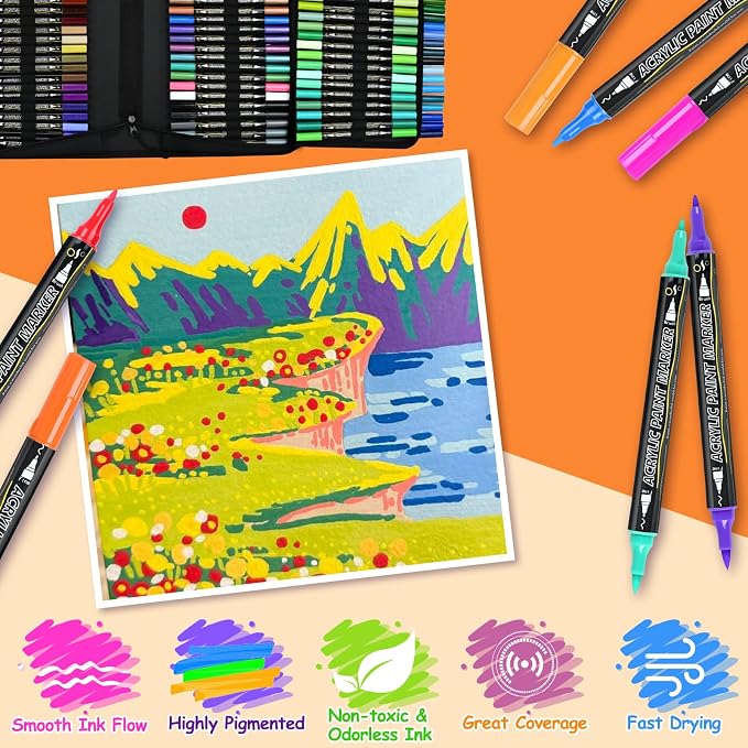 100-Pack Acrylic Paint Pens, Dual Tip - Image 4