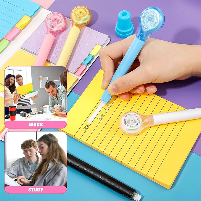 Gersoniel 5 Pack Correction Tape Pen Correctional Ink Tape Push Pull Protective - Image 3