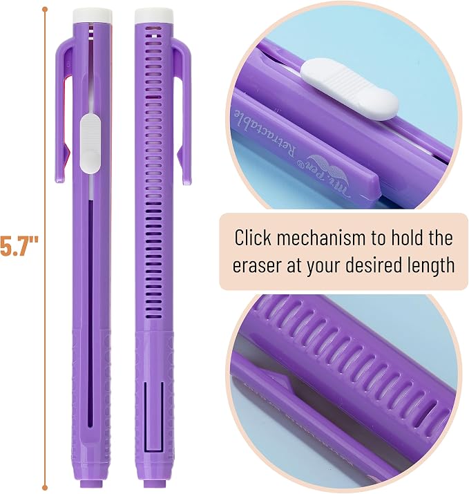 Mr. Pen- Retractable Mechanical Eraser Pens, 6 Pack, Vibrant Colors | - Image 3