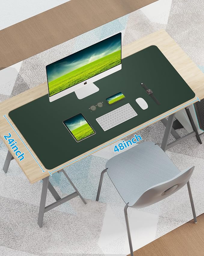 Leather Desk Pad Protector, Mouse Pad, Office Desk Mat, Non-Slip PU Leather - Image 7