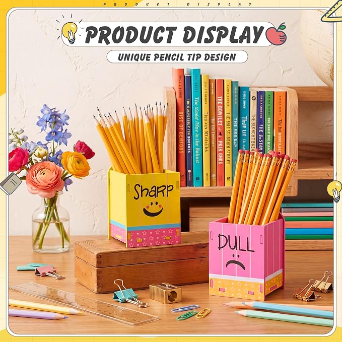 DoubleFill 2 Pcs Pencil Shaped Holder Sharp Dull Holder Wooden Dispenser Pencil - Image 4
