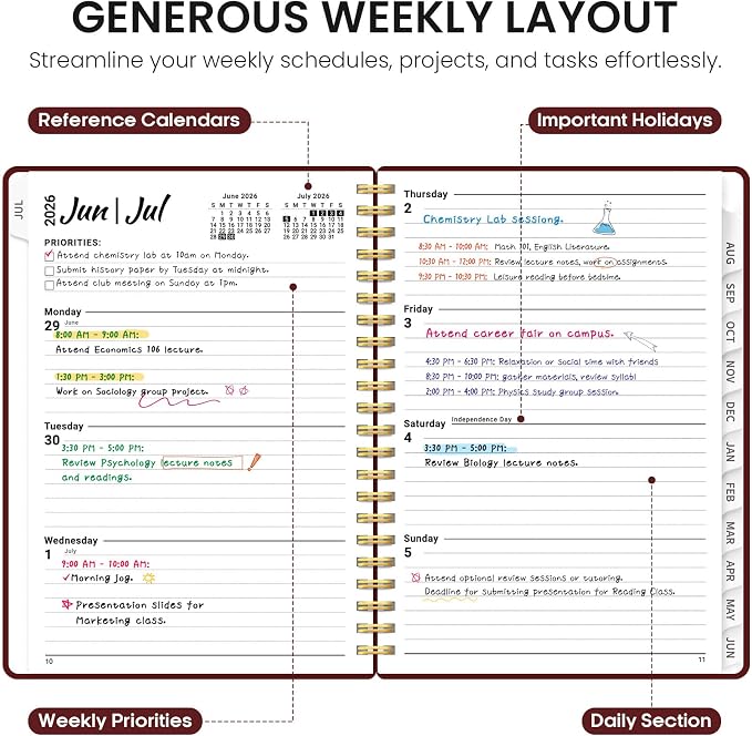 Planner 2026-2027, 6.3" x 8.5" Weekly and Monthly Academic Year Planner Calendar - Image 3