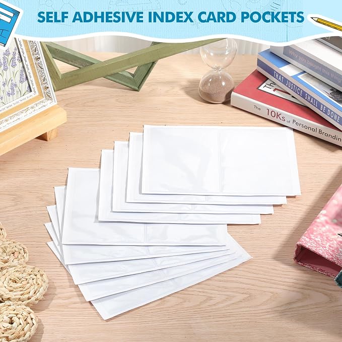 Outus 30 Pcs Self Adhesive Shop Ticket Holders Clear Plastic Sleeves Adhesive - Image 6