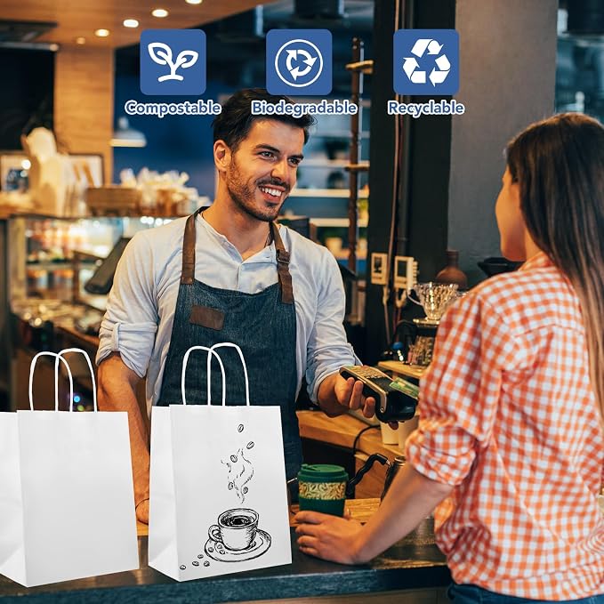 XPCARE 200Pack Paper Bags 8x4.5x10 Inch, Plain Medium Paper Bags - Image 5