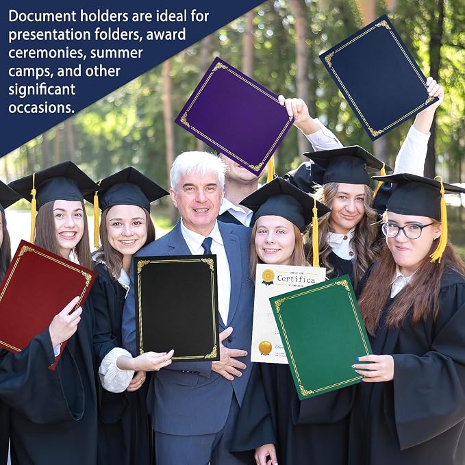 gisgfim 15Pcs Certificate Holders Diploma Covers Single Sided Gold Foil Border - Image 6