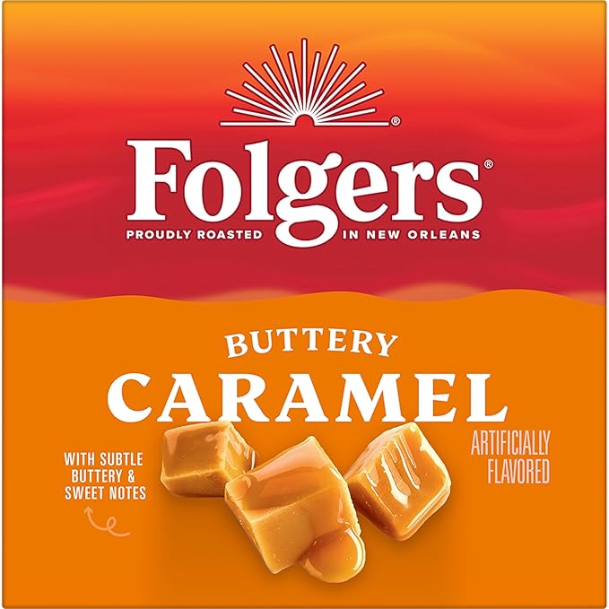 Folgers Buttery Caramel Artificially Flavored Coffee, Keurig K-Cup Pods, 10 Count Box (Pack of 6)-DeskLoop Office