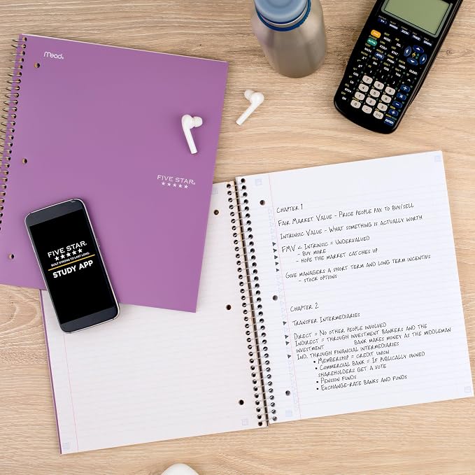 Five Star Spiral Notebook + Study App, 5 Subject, College Ruled Paper, 8-1/2" x - Image 8