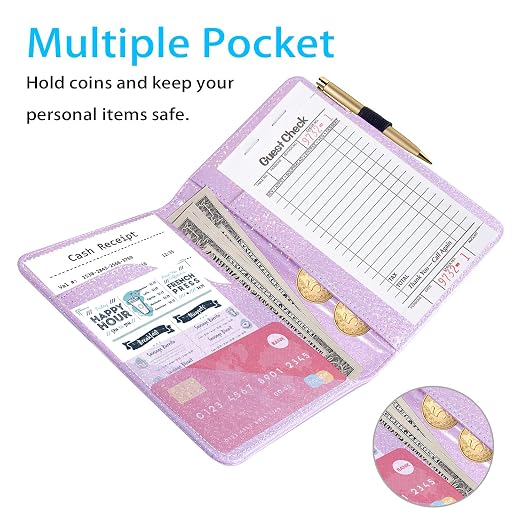 ACdream Server Books for Waitress, Guest Book Note Pad, Cute Pocket Leather - Image 2