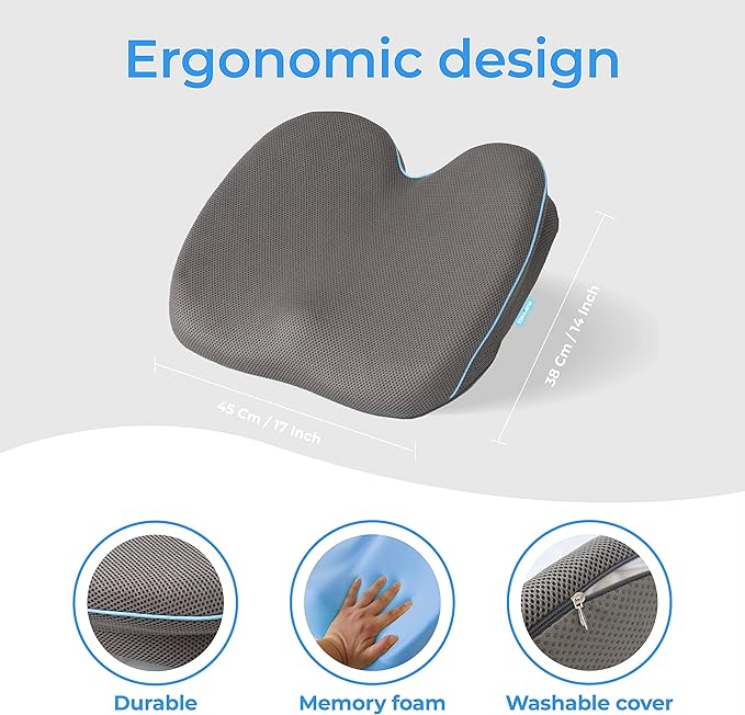 Klaudena | Office Chair Cushion for Tailbone Pain & Pressure Relief | Seat Cushion for Long Sitting Hours | Coccyx Lower Back Support | Memory Foam Cushions for Hip & Sciatica | Ergonomic Butt Pillow-DeskLoop Office