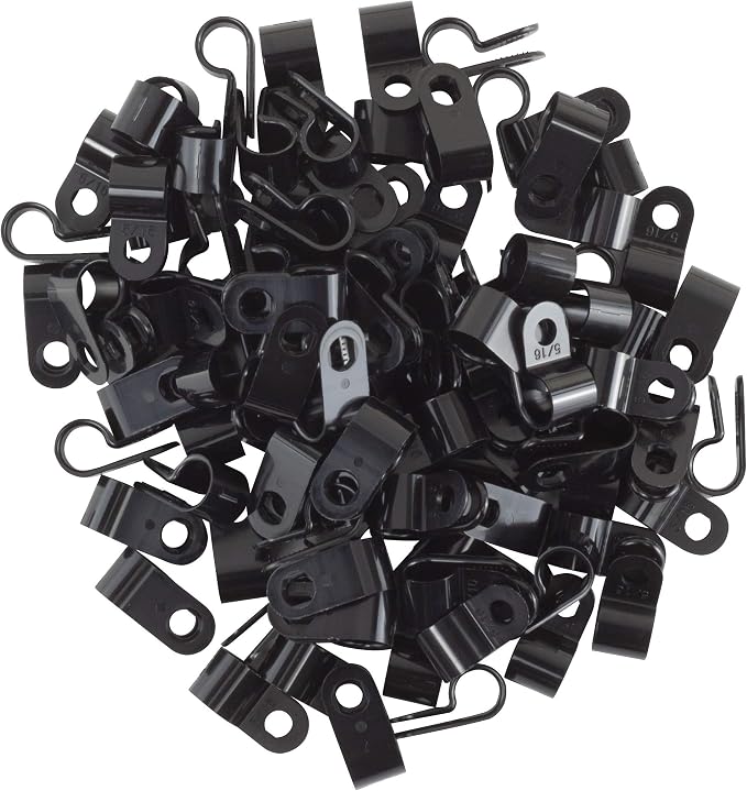 GTSE Black Nylon Plastic Cable Clamps, 5/16" Screw Mounts - Image 2