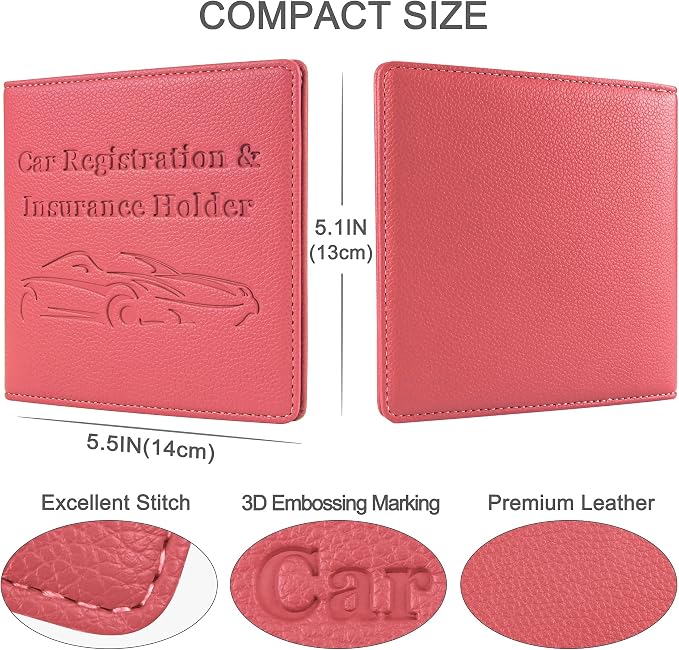 Car Registration and Insurance Holder, Premium PU Leather Vehicle Glove Box Car - Image 5