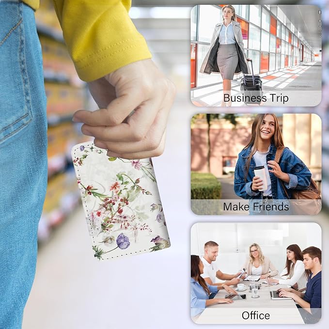 Business Card Holder，PU Leather Business Card Case Color Printing Pattern Card - Image 7