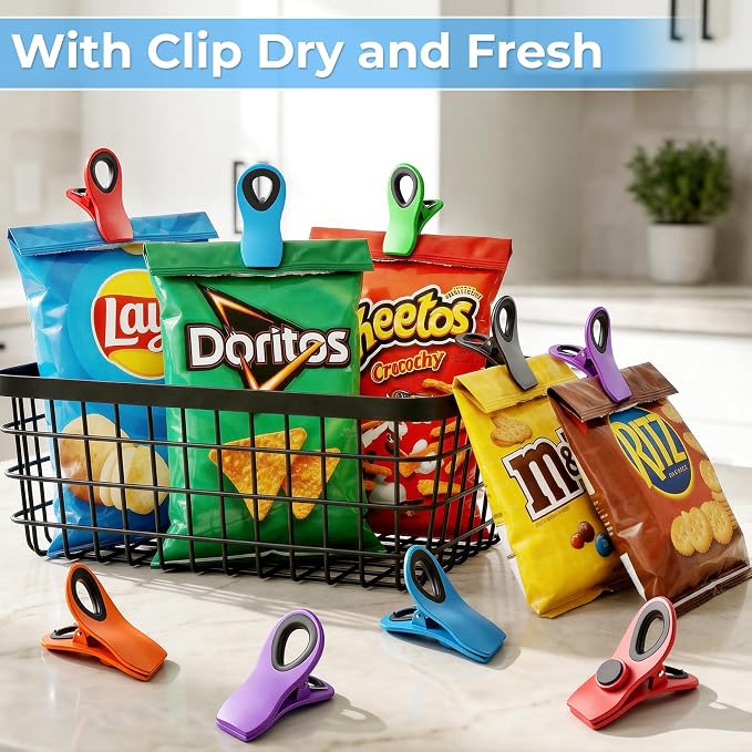 12 Pack Chip Clips, Bag Clips for Food, Magnetic Sealers for Chips and Other - Image 4