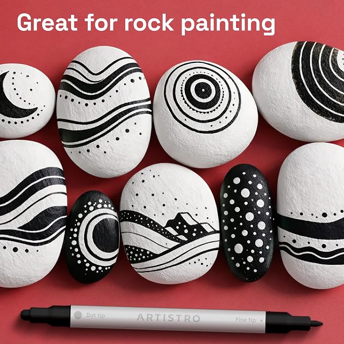 ARTISTRO 5 Black Dual-Tip Acrylic Paint Markers – Paint Pens Set - Image 7