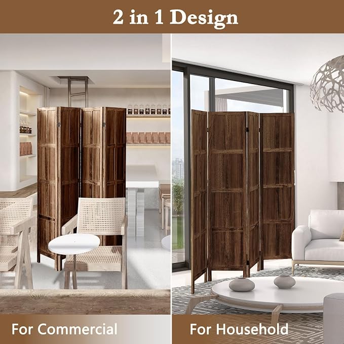 ALeesing 4 Panel Room Divider, 5.6Ft Wood Room Dividers and Folding Privacy - Image 7