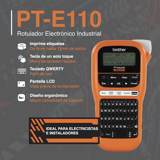 Brother PTE110 Entry Level Industrial Handheld Labeling Tool Kit - Image 3
