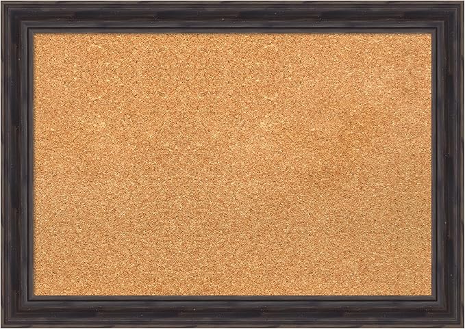 Amanti Art Natural Cork Board for Wall, 19x27 Vision Board with Brown Wood Frame, Medium Corkboard Office Decor for Home Organization, Rustic Farmhouse Corkboard Pinboard to display items for home-DeskLoop Office