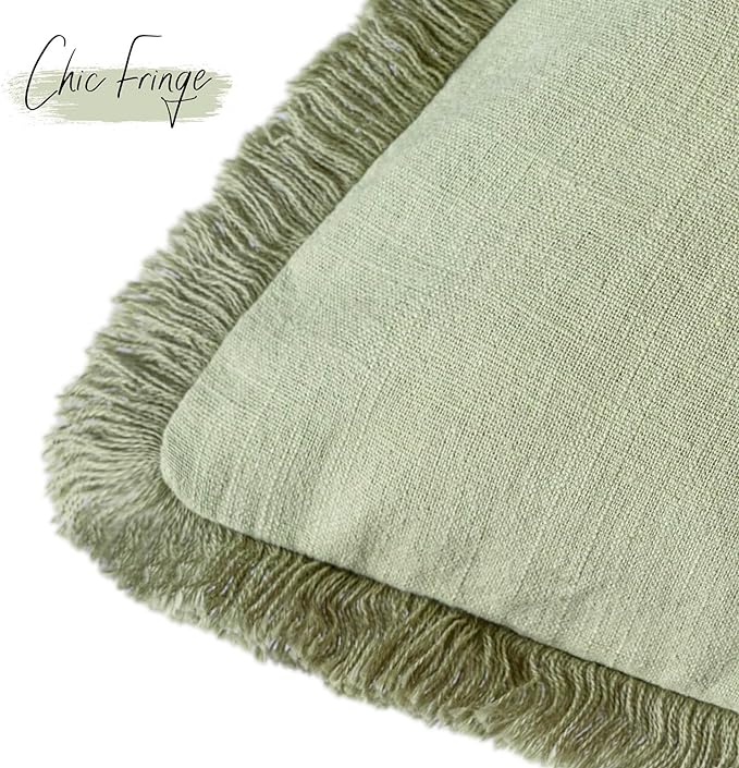 Foindtower Set of 2 Decorative Linen Fringe Throw Pillow Covers Cozy Boho - Image 3