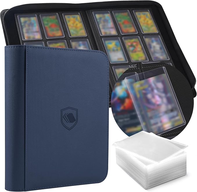 Toploader Binder, Holds 360 Toploaders, 100 Toploaders INCLUDED, 9-Pocket PU by Pemocyny