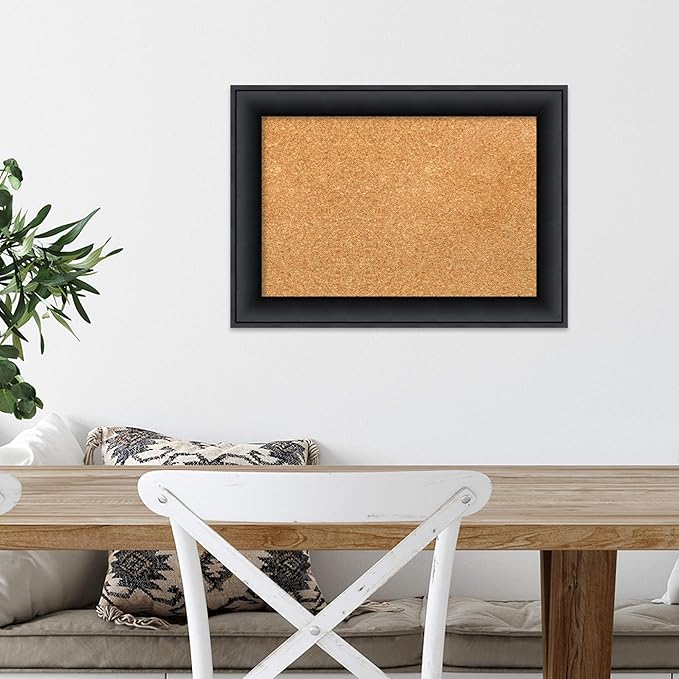 Amanti Art Natural Cork Board for Wall, 15x21 Vision Board with Black Wood Frame, Small Corkboard Office Decor for Home Organization, Modern Contemporary Corkboard Pinboard to display items for home-DeskLoop Office
