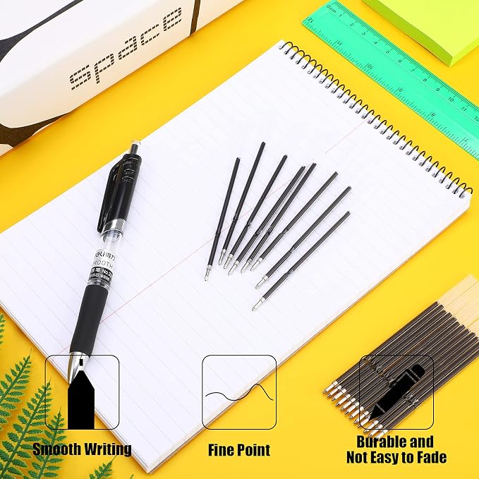 Outus 60 Pcs 0.7 mm Black Retractable Pen Refills Bulk 4.2inch Replacement - Image 3