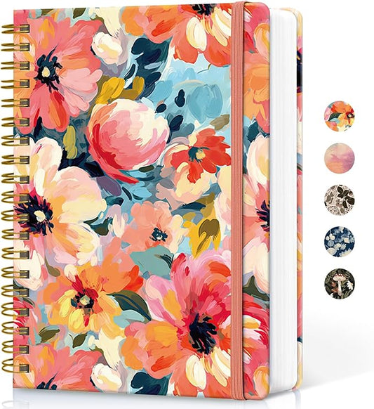 Lined Spiral Notebook Journal for Work, 300 Pages Thick B5 (7.1"x10") College Ruled Journal for Women & Writing, Hardcover Notebook for Note Taking, Perfect for Office Home School, Pastel Garden-DeskLoop Office
